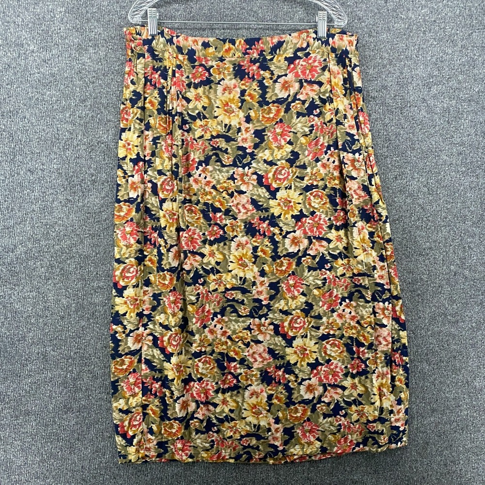 Vintage Karen Scott Wrap Skirt Womens 1X Floral Long Straight Boho Cottage Ranch